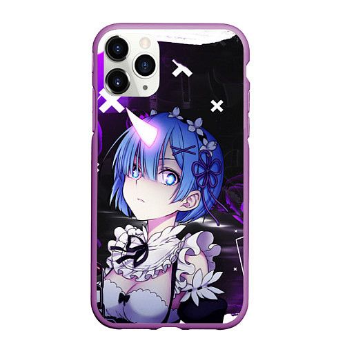 Чехол iPhone 11 Pro матовый Rem - ReZero - Абстракция / 3D-Фиолетовый – фото 1