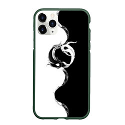 Чехол iPhone 11 Pro матовый Рыбки инь-янь, цвет: 3D-темно-зеленый