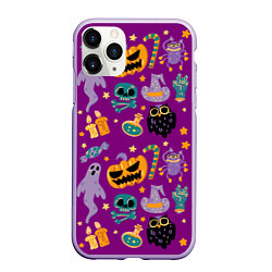 Чехол iPhone 11 Pro матовый Happy Halloween - holiday pattern, цвет: 3D-светло-сиреневый