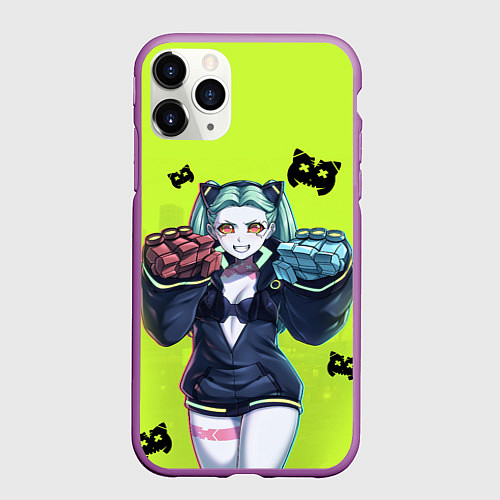 Чехол iPhone 11 Pro матовый Ребекка из аниме Cyberpunk Edgerunners / 3D-Фиолетовый – фото 1
