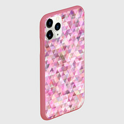 Чехол iPhone 11 Pro матовый Абстрактное множество розовых и фиолетовых треугол, цвет: 3D-малиновый — фото 2