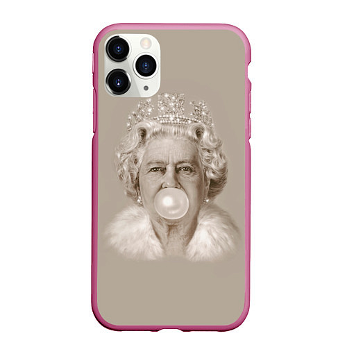 Чехол iPhone 11 Pro матовый Королева Елизавета / 3D-Малиновый – фото 1