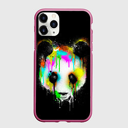 Чехол iPhone 11 Pro матовый Панда в краске, цвет: 3D-малиновый
