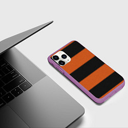 Чехол iPhone 11 Pro матовый Георгиевская лента плетёная, цвет: 3D-фиолетовый — фото 2