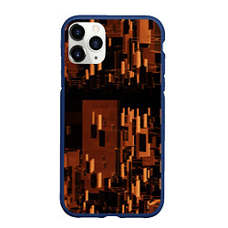 Чехол iPhone 11 Pro матовый Абстрактное множество оранжевых фигур во тьме, цвет: 3D-тёмно-синий