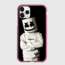 Чехол iPhone 11 Pro матовый Marshmello на чёрном фоне