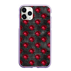 Чехол iPhone 11 Pro матовый Красные бутоны цветов