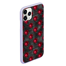 Чехол iPhone 11 Pro матовый Красные бутоны цветов, цвет: 3D-светло-сиреневый — фото 2