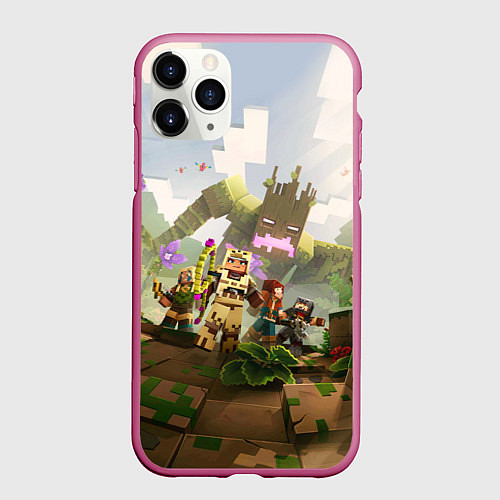 Чехол iPhone 11 Pro матовый Джунгли - Майнкрафт / 3D-Малиновый – фото 1