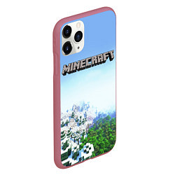 Чехол iPhone 11 Pro матовый Зимний пейзаж - Майнкрафт, цвет: 3D-малиновый — фото 2