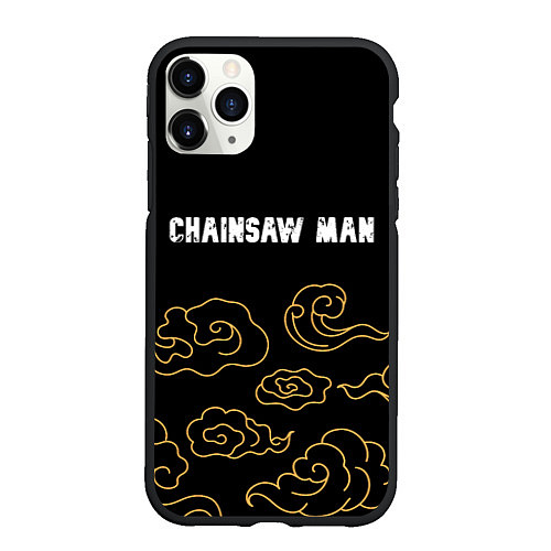 Чехол iPhone 11 Pro матовый Chainsaw Man anime clouds / 3D-Черный – фото 1