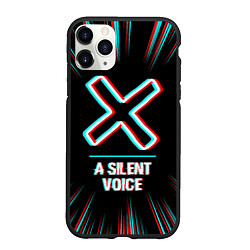 Чехол iPhone 11 Pro матовый Символ A Silent Voice в стиле glitch на темном фон, цвет: 3D-черный