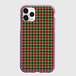 Чехол iPhone 11 Pro матовый Красно-зеленая клетка, цвет: 3D-фиолетовый