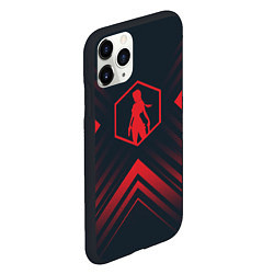 Чехол iPhone 11 Pro матовый Красный символ Tomb Raider на темном фоне со стрел, цвет: 3D-черный — фото 2