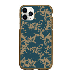 Чехол iPhone 11 Pro матовый Цветочный камуфляж, цвет: 3D-коричневый