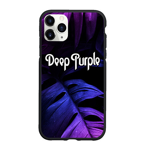 Чехол iPhone 11 Pro матовый Deep Purple neon monstera / 3D-Черный – фото 1