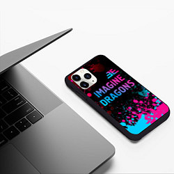 Чехол iPhone 11 Pro матовый Imagine Dragons - neon gradient: символ сверху, цвет: 3D-черный — фото 2