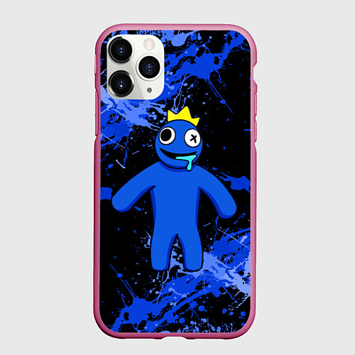 Чехол iPhone 11 Pro матовый Радужные друзья - Синий / 3D-Малиновый – фото 1