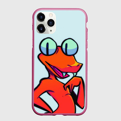 Чехол iPhone 11 Pro матовый Оранжевый - Радужные друзья / 3D-Малиновый – фото 1