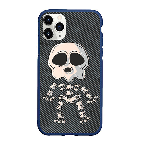 Чехол iPhone 11 Pro матовый Скелетон / 3D-Тёмно-синий – фото 1