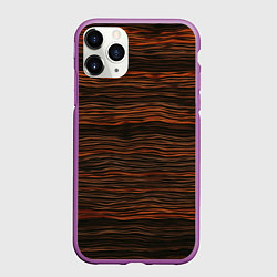 Чехол iPhone 11 Pro матовый Оранжевые абстрактные волны материи