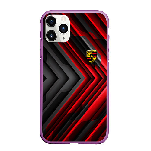 Чехол iPhone 11 Pro матовый Porsche строгий стиль / 3D-Фиолетовый – фото 1