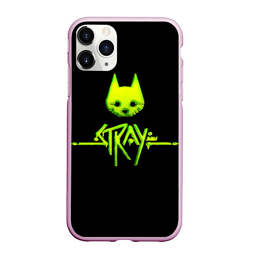 Чехол iPhone 11 Pro матовый Stray green neon / 3D-Розовый – фото 1