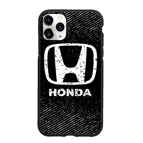 Чехол iPhone 11 Pro матовый Honda с потертостями на темном фоне / 3D-Черный – фото 1
