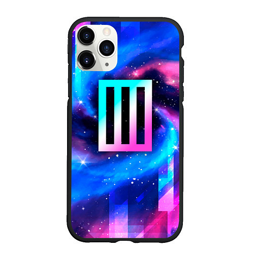 Чехол iPhone 11 Pro матовый Paramore неоновый космос / 3D-Черный – фото 1