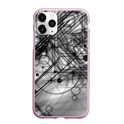 Чехол iPhone 11 Pro матовый Геометрические фигуры графика, цвет: 3D-розовый
