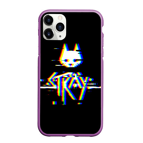 Чехол iPhone 11 Pro матовый Stray glitch logo / 3D-Фиолетовый – фото 1