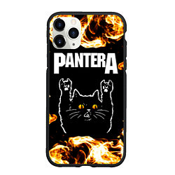 Чехол iPhone 11 Pro матовый Pantera рок кот и огонь