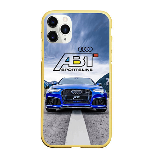 Чехол iPhone 11 Pro матовый Audi ABT - sportsline на трассе / 3D-Желтый – фото 1