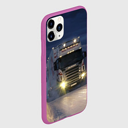 Чехол iPhone 11 Pro матовый Для фуры Scania нет преград, цвет: 3D-фиолетовый — фото 2