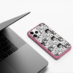 Чехол iPhone 11 Pro матовый Разные девушки Ахегао, цвет: 3D-малиновый — фото 2