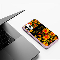 Чехол iPhone 11 Pro матовый РОССИЯ роспись хохлома, цвет: 3D-розовый — фото 2