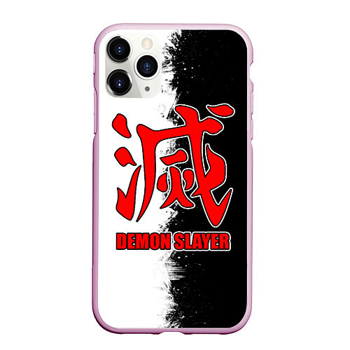 Чехол iPhone 11 Pro матовый Demon Slayer - красный логотип истребителя / 3D-Розовый – фото 1