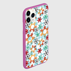 Чехол iPhone 11 Pro матовый Новогодний декор бумажные разноцветные снежинки, цвет: 3D-фиолетовый — фото 2