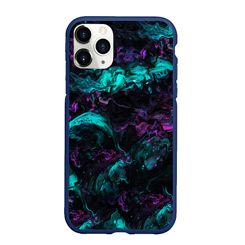 Чехол iPhone 11 Pro матовый Неоновые Коралы / 3D-Тёмно-синий – фото 1