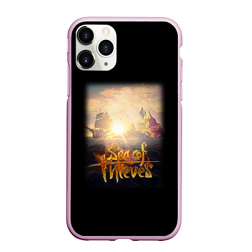 Чехол iPhone 11 Pro матовый Sea of thieves корабль и остров / 3D-Розовый – фото 1