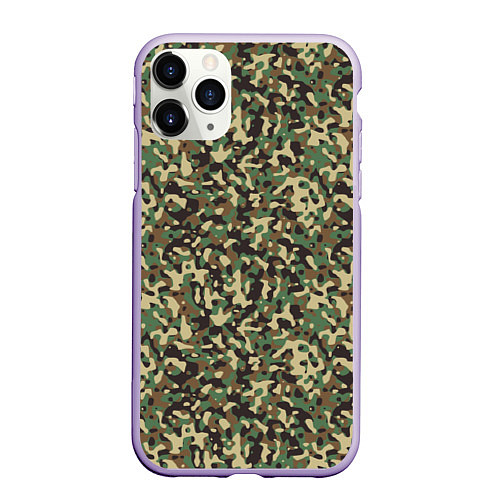 Чехол iPhone 11 Pro матовый Камуфляж Woodland мелкий / 3D-Светло-сиреневый – фото 1
