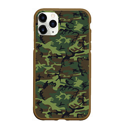 Чехол iPhone 11 Pro матовый Камуфляж лес - мелкий, цвет: 3D-коричневый