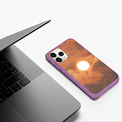 Чехол iPhone 11 Pro матовый Бронзовое солнце, цвет: 3D-фиолетовый — фото 2