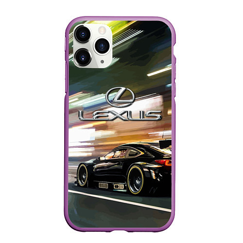 Чехол iPhone 11 Pro матовый Lexus - скорость режим / 3D-Фиолетовый – фото 1