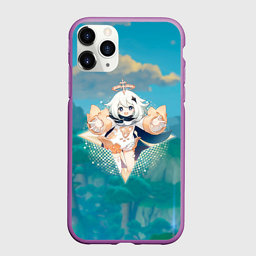 Чехол iPhone 11 Pro матовый Паймон в примогеме / 3D-Фиолетовый – фото 1