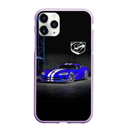 Чехол iPhone 11 Pro матовый Dodge Viper SRT GTS / 3D-Сиреневый – фото 1