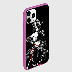 Чехол iPhone 11 Pro матовый Кибер девушка самурай, цвет: 3D-фиолетовый — фото 2