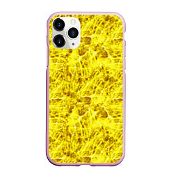 Чехол iPhone 11 Pro матовый Жёлтый лёд - текстура, цвет: 3D-розовый