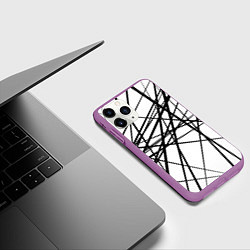 Чехол iPhone 11 Pro матовый Пересечение линий, цвет: 3D-фиолетовый — фото 2