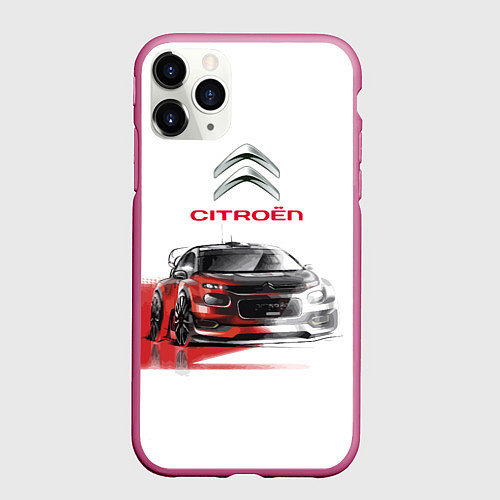 Чехол iPhone 11 Pro матовый Ситроен спорт - эскиз / 3D-Малиновый – фото 1